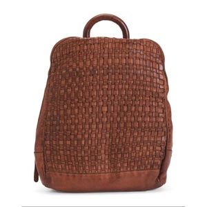 Vilenca Holland Woven Cognac Leather Backpack